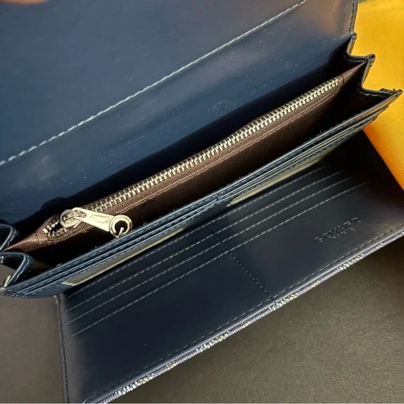 Fashion Blue Long Wallet Trifold Snap Closure - Picture 14 of 16